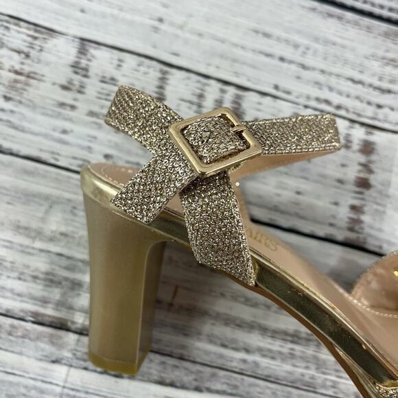 Dream Pairs Heels Pumps Shoes sz 7.5 Gold Sparkles Wedding Cocktail Evening - Picture 6 of 11